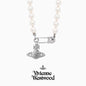 Women's Sterling Sier Classic Saturn Pearl Pin Necklaces