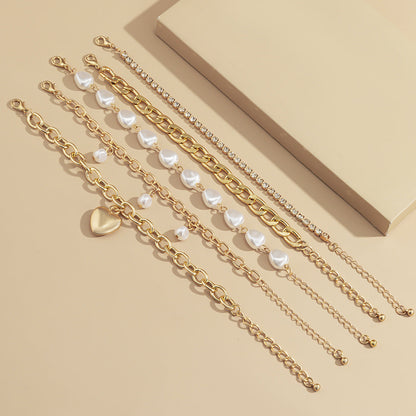 Fashion Curb Cuban Chain Bracelets Set