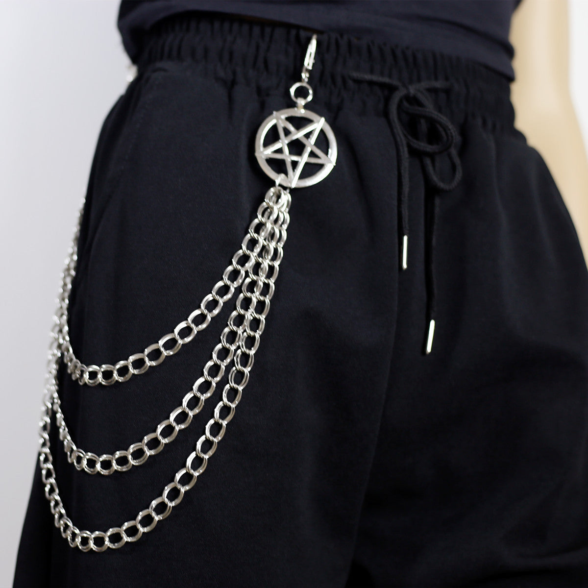Punk Pants Chain Pentagram Keychains for Men Women Jean Trouser Biker Chains