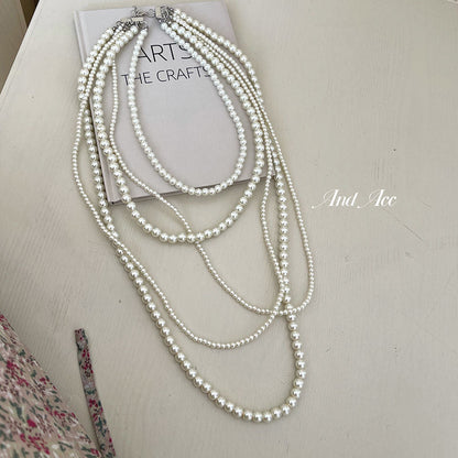 Multi Layer Pearl Necklace Luxury Chain Long Pearl Woman Necklace Jewelry