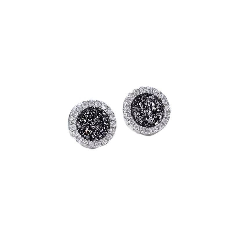 Magnetic Round Halo Stud Earrings for Men Women, Multicolor Crystal Cluster Non-Piercing Clip On