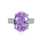 Multicolor Ice Flower Cut Oval CZ Adjustable Ring, Triple Pave Band, 12*16mm 5A Cubic Zirconia, 4 Color Options, Dainty Luxe