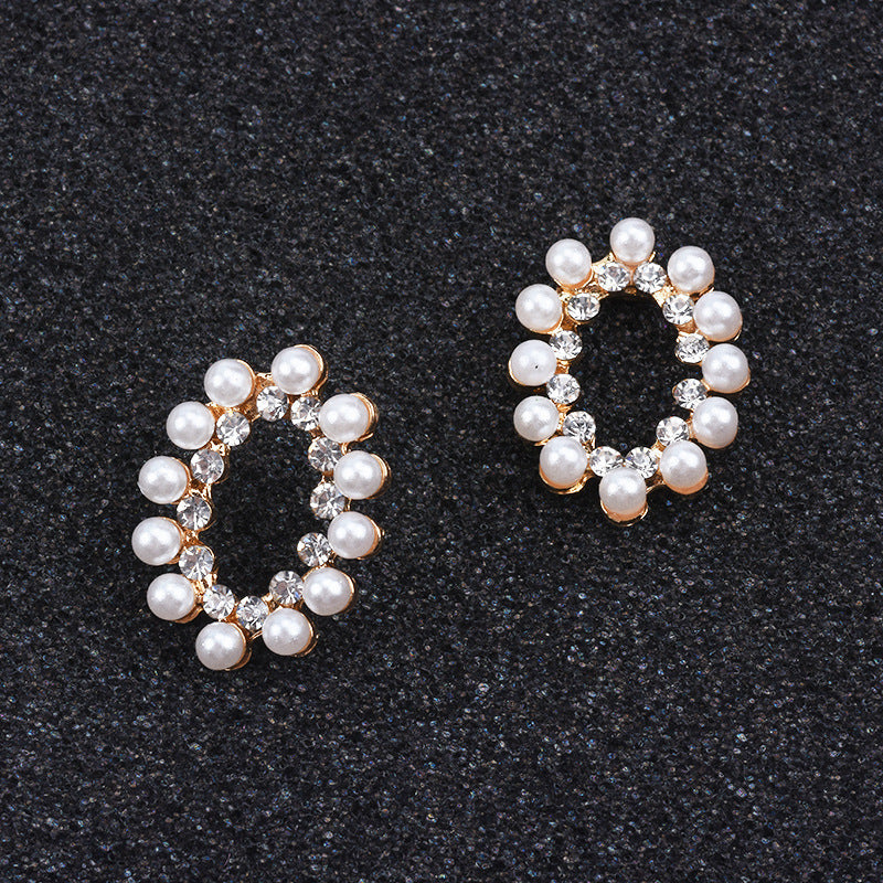 Rhinestone Flower Hoop Earrings