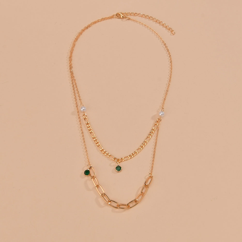 Multi Layer Necklace Crystal Stone Tassel Pendant
