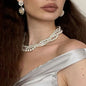 White Pearl Layered Necklace Multi Strand Beaded Pearl Necklace