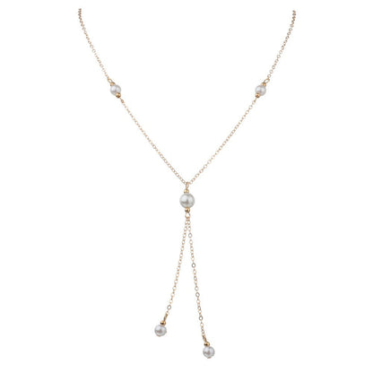 Bohemian White Imitation Pearl Tassel Necklace