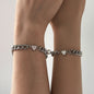 2 Pcs/set Couple Lover Bff Alloy Magnetic Cuban Bracelet