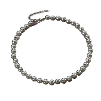 Geometric Round Metallic Beads Choker Necklace Jewelry Set