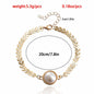 Leaf Chain Pearl Charm Bracelet