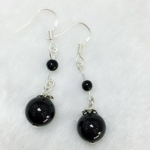 Natural Woman Gems Round Bead Dangle Ball Earring
