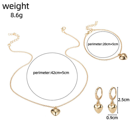 Heart Earrings Necklaces Jewelry Set