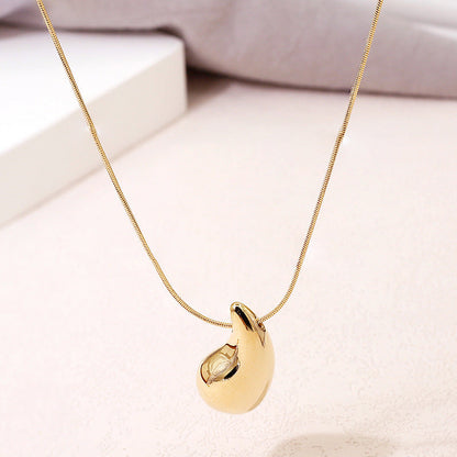 Women Paperclip Long Chain Necklace Teardrop Pendant