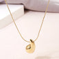 Women Paperclip Long Chain Necklace Teardrop Pendant