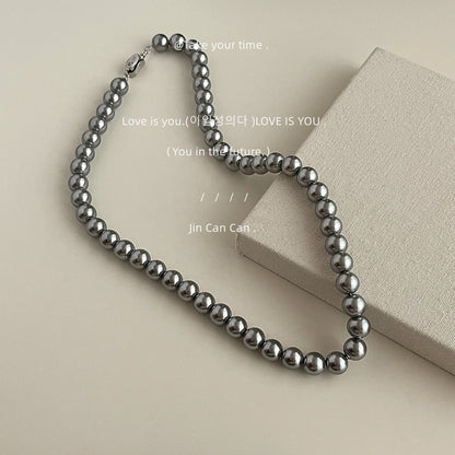 Gray Pearl Necklace Wedding Pearl Necklace for Brides
