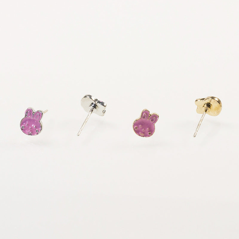Cartoon bunny stud earrings set