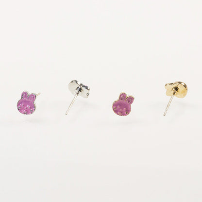 Cartoon bunny stud earrings set