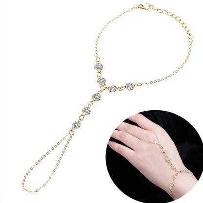 Rhinestone Chain Women Crystal Finger Bracelet