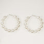 Round Pearl Bead Hoop Earrings