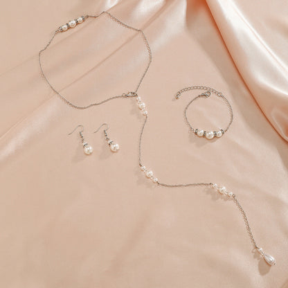 Women Simple Sexy Body Chain Back Chain Pearl Necklace