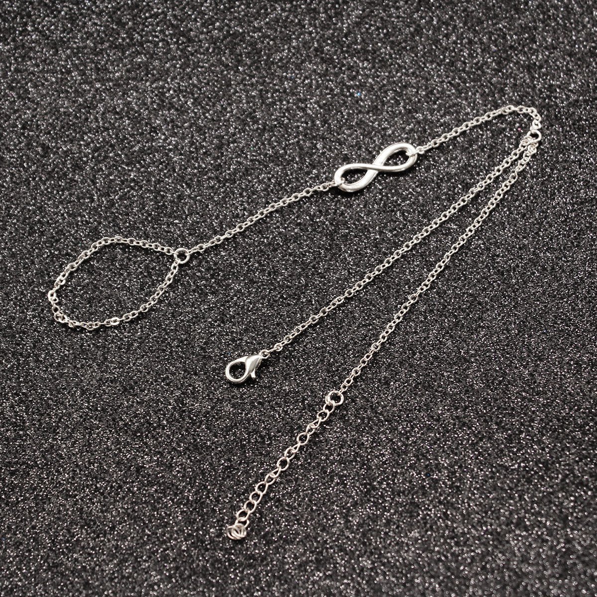 Lucky Infinity Symbol Finger Ring Chain Bracelet