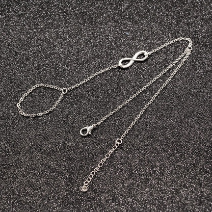 Lucky Infinity Symbol Finger Ring Chain Bracelet