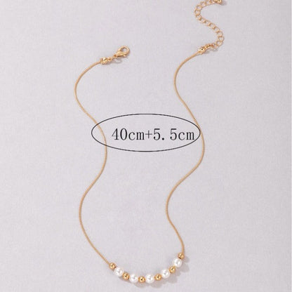 Thin Chain Necklace with Imitation Pearl