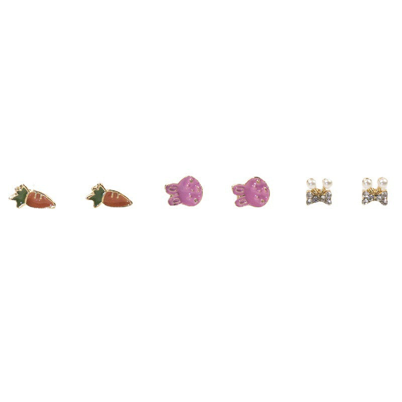 Rabbit carrot stud earrings set Jewelry