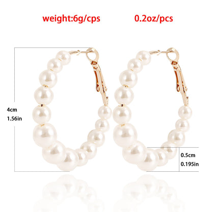 Geometric Large Pearl Hoop Earrings