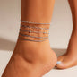 Multi-layer Beach Chain Beaded Cuban Link Anklet Jewelry