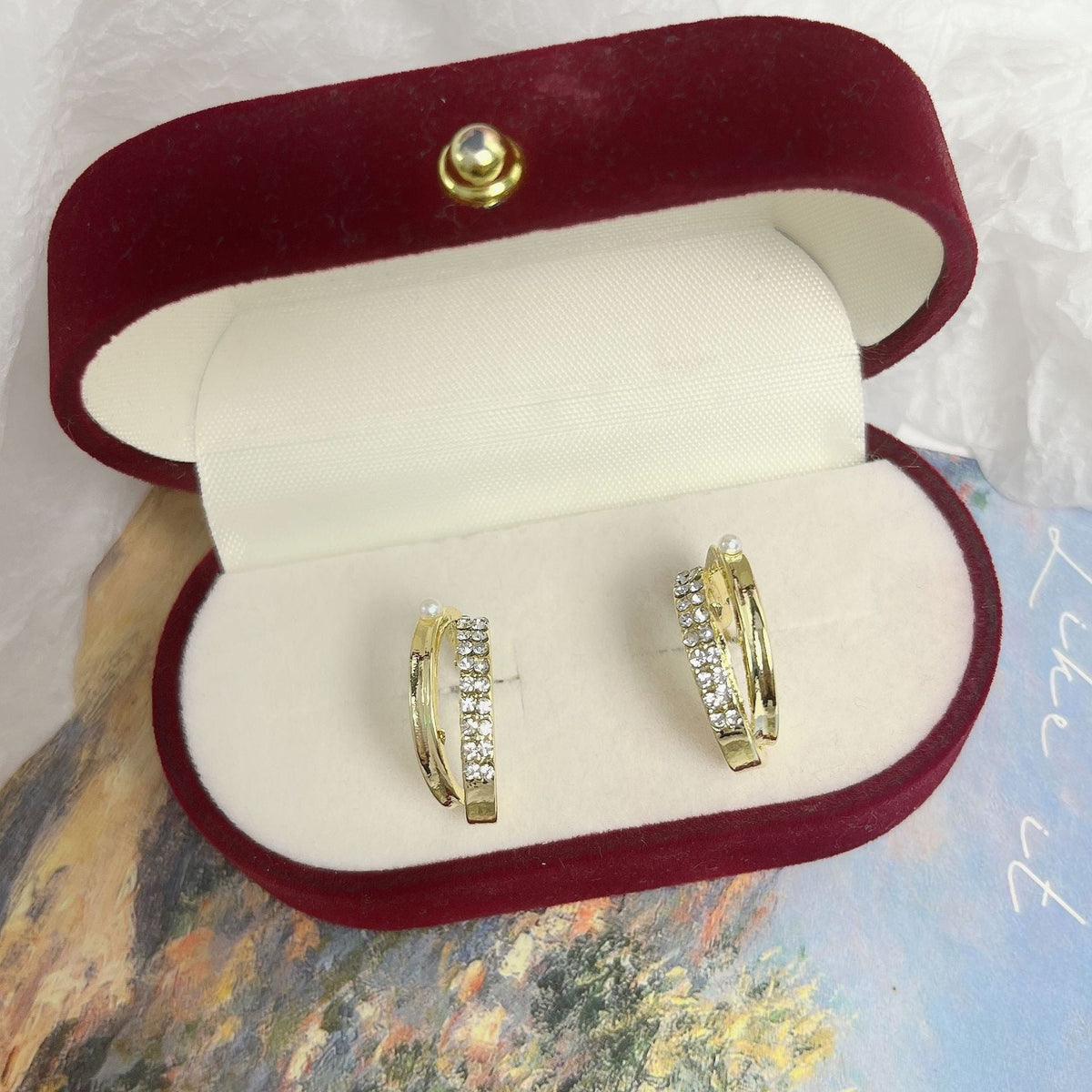 Double Hollow Rhinestone Earrings