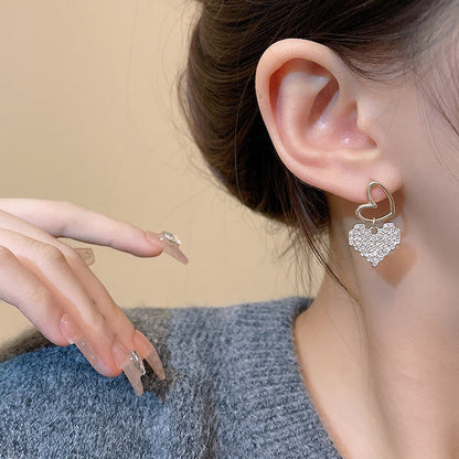 Rhinestone Love Charm Earrings