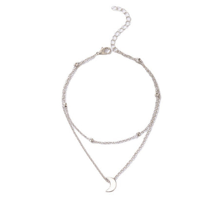 Bohemian Elegant Double Layer Beaded Moon Anklet Jewelry