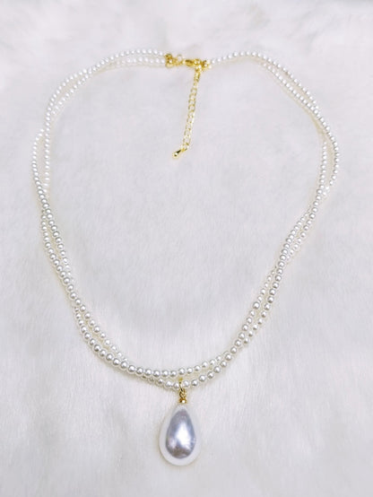 Double Layer Pearl Necklaces for Girl Water Drop Pearl Necklace