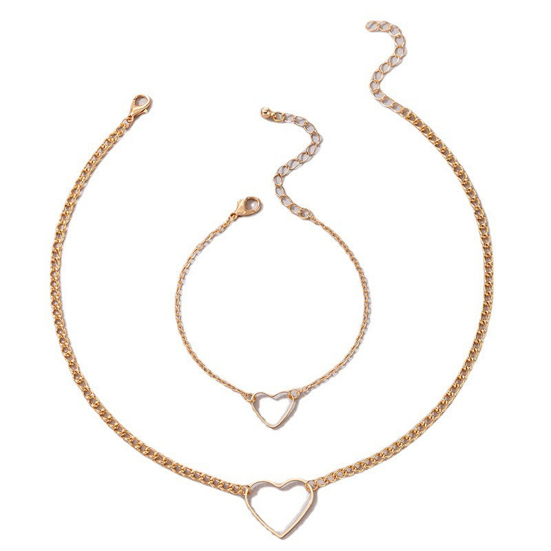 Chain Hollow Heart Choker Necklace