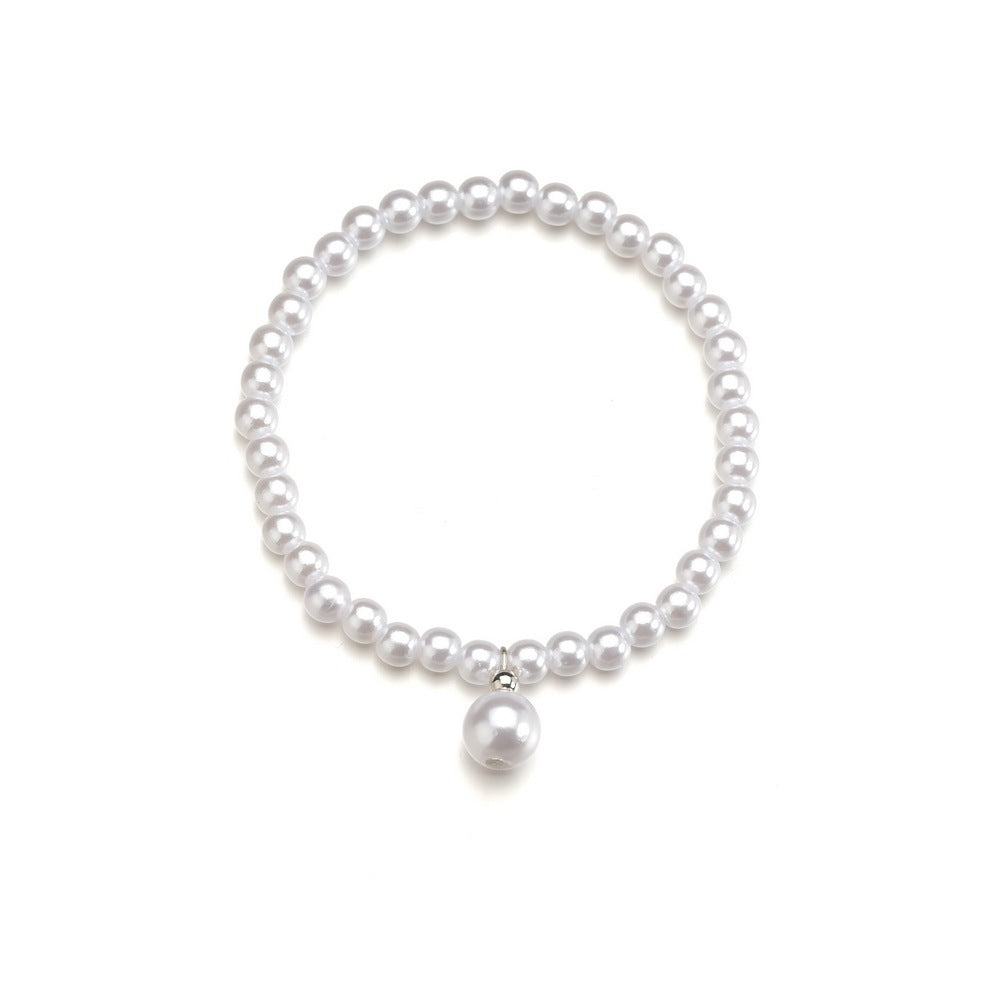 Pearl Beaded Anklet Chain Elastic Beach Foot Bracelet
