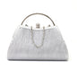 folded metal diamond-studded handbag wedding clutch bag