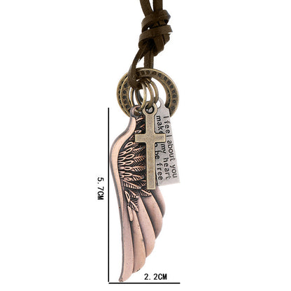 Men's Personality Angel Wings Cowhide Adjustable Simple Necklaces