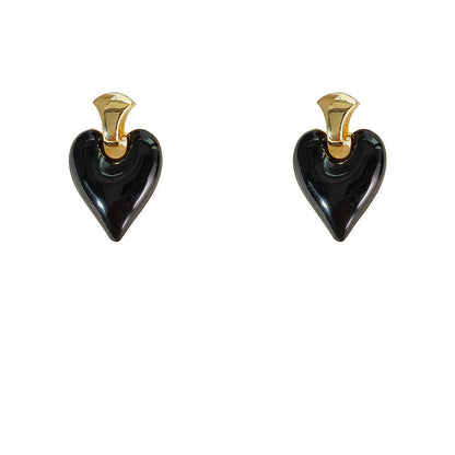 Colorful Gold Stud Heart Elegant Love Enamel Earring