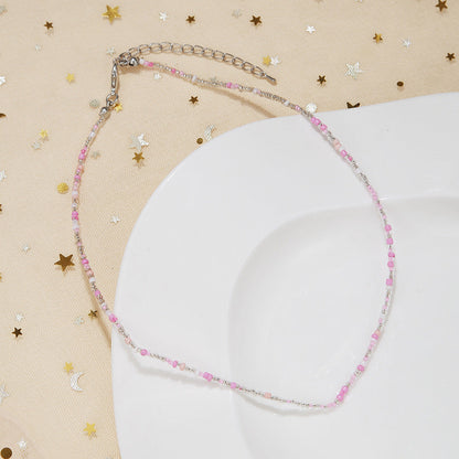 Women's Small Beads Beaded Girly Style Rainbow Necklaces
