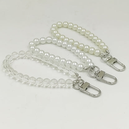 Pearl Mobile Phone Metal Snap Hook Key Chain Phone Charm Strap