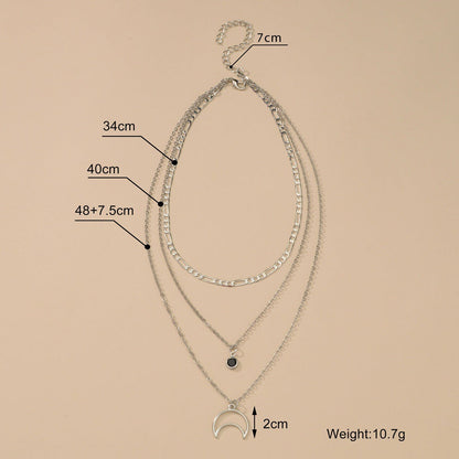 Vintage Star Moon Multi Layer Long Pendant Choker Necklaces
