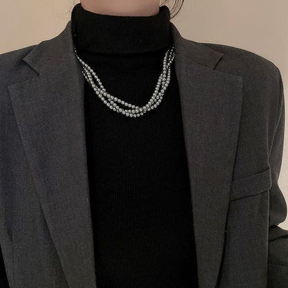 Retro Choker Multi Layer Pearl Necklace Women