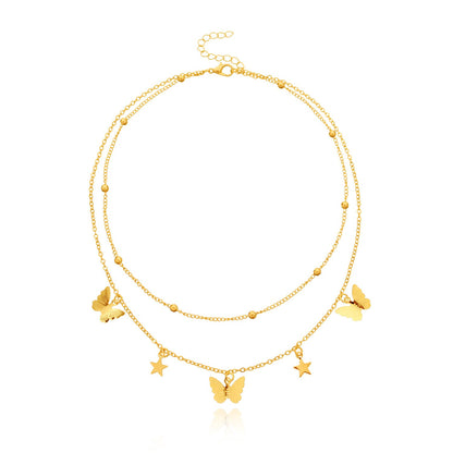 Multi-layer butterfly Pendant Choker Necklace