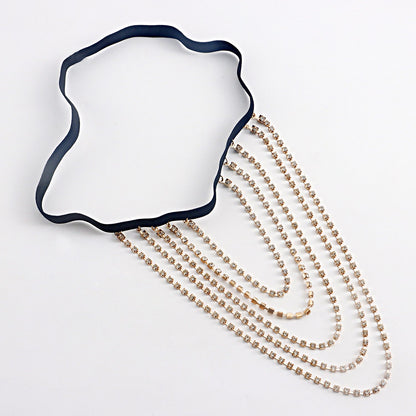 Beach Leg Chain Exaggerated Personality Elastic Rope 5-layer Rhinestone Leg Chain