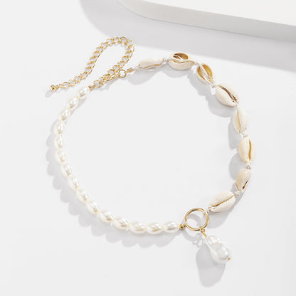 Handmade Women Pearl Necklace Natural Shell Necklace Jewelry