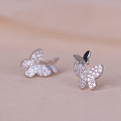 Double butterfly Rhinestone Stud Earring