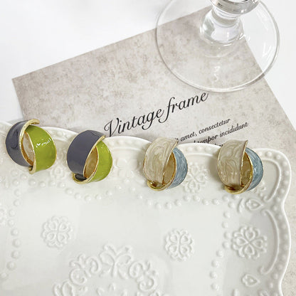 Enamel Arc Geometric Stud Earrings