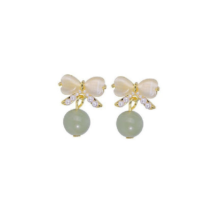 Opal Bow Stud Earring