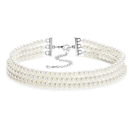 Multi Layered Pearl Neck Chain Necklace Sweater Chain Pearl Necklaces