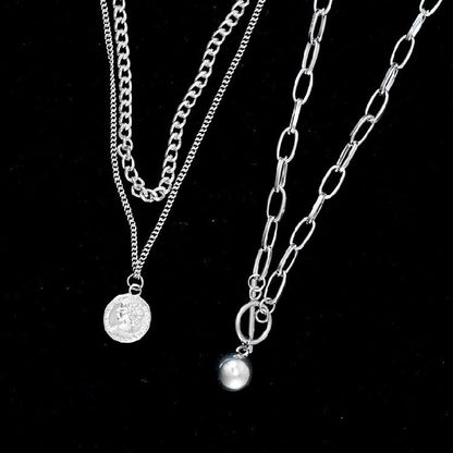 Vintage Round Ball Pendant Necklace Charm Layered